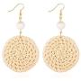KINIVA Woven Rattan Earrings Dangle Drop With Bead for Women Teen Girls