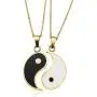 JUXINDA Yin and Yang necklace, personalized engraved stainless steel gold-plated puzzle pendant jewelry, suitable for couples necklaces with adjustable chains JUXINDA Yin and Yang necklace, personalized engraved stainless steel gold-plated puzzle pendant jewelry, suitable for couples necklaces with adjustable chains