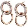 LuckyLy Interlocking Circles Necklace and Earring Set Stainless Steel with Cubic Zirconia