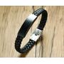 XUANPAI Personalized Custom Medical Alert Emergency Braided Leather Wristband ICE ID Bracelet for Men Boys