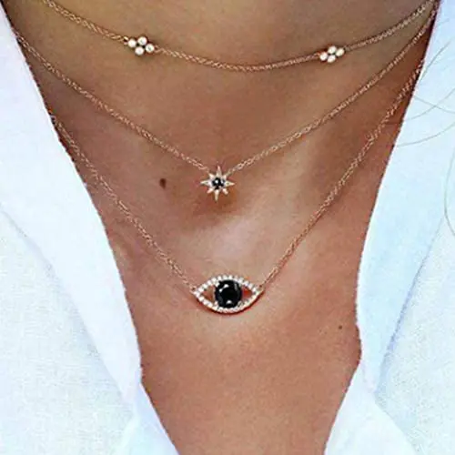 Victray Star Gold Necklaces Layered Choker Necklace Chain Summer Beach Moon Pendant Necklaces Fashion Jewelry Accessories for Women and Girls Victray Star Gold Necklaces Layered Choker Necklace Chain Summer Beach Moon Pendant Necklaces Fashion Jewelry Accessories for Women and Girls