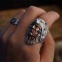 Wolf Ring for Men, Viking Warrior Odin Rings, Norse Viking Wolf Head Ring, Retro Wolf Totem Rings, Wolf Amulet Ring, Punk Animal Wolf Jewelry for Men Boys