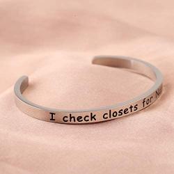 SEIRAA I Check Closets for Narnia Cuff Bangle Literary Gift CS Lewis Quote Bangle Narnia Jewelry Book Nerd Gift for Women