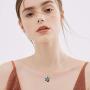 AOBOCO Sterling Silver Cute Animal Heart Pendant Necklace for Women Teen Girls, Embellished with Crystals from Austria