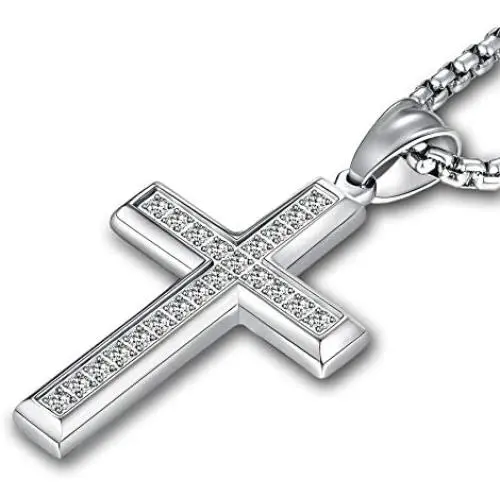 YL Mens Cross Necklace 316L Stainless Steel Jesus Ankh Pendant Rolo Chain Jewelry YL Mens Cross Necklace 316L Stainless Steel Jesus Ankh Pendant Rolo Chain Jewelry