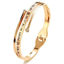 HLDIFENGGS Roman Numeral Bracelet,Jewelry Inspirational Stainless Personalized Zircon Love Cuff Bangle Bracelets for Women Girls