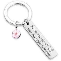 Enjoy Retirement Keychain No One Can Ever Fill Your Shoes Enjoy Retirement Gift for Boss Staff Coworker(Fill Your Shoe KR)