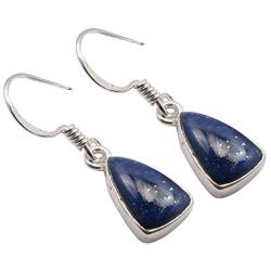 SilverStarJewel Navy Blue Lapis Lazuli tcw 8.5 Earrings 1.2'' 925 Sterling Silver