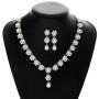 HapiBuy Crystal Pearl floral Design Wedding Jewelry Set Necklace and Earring for Women and Brides Gold Color