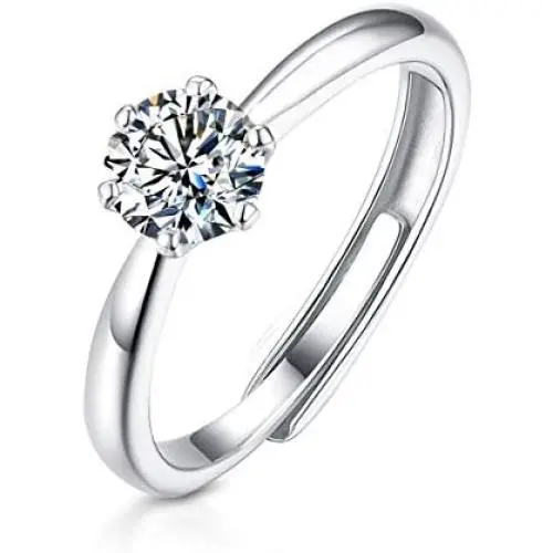 EVITA PERONI 925 Sterling Silver Open Ring Moissanite Simulted Diamond Wedding Gift for Women EVITA PERONI 925 Sterling Silver Open Ring Moissanite Simulted Diamond Wedding Gift for Women