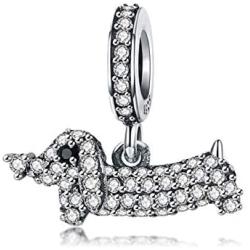 EVESCITY Several Dog Puppy Breeds 925 Sterling Silver Beads for Charm Bracelets Best Jewelry Gifts for Pet Owners