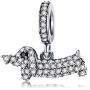 EVESCITY Several Dog Puppy Breeds 925 Sterling Silver Beads for Charm Bracelets Best Jewelry Gifts for Pet Owners