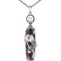 Bivei Lotus Flower Wrapped Healing Crystal Necklace Chakra Natural Stone Reiki Pendant Jewelry