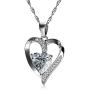 DEPHINI - White Heart Necklace - 925 Sterling Silver - Branded A+ Cubic Zirconia Crystal Pendant Birthstone - Fine Jewellery Love - 18'' Premium Rhodium Plated Silver Chain - Gifts for Women