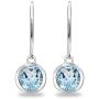 Sterling Silver Genuine or Synthetic Gemstone 6mm Round Bezel-Set Dangle Leverback Earrings