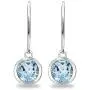 Sterling Silver Genuine or Synthetic Gemstone 6mm Round Bezel-Set Dangle Leverback Earrings
