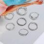7-19pcs Silver Star Moon Knuckle Ring Set for Women Girls Vintage Stackable Midi Finger Rings Set