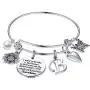 IEFSHINY Sunflower Charm Bracelets for Women Girls, Stainless Steel Expandable Bangle Bracelets Engraved Letter Sunflower Butterfly Initial Charm Sunflower Bracelets Jewelry Gift