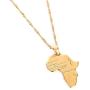 Big Size Crystal Africa Map Pendant Necklace Women Girl 24K Gold Plated African Map Hiphop Item