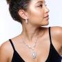 SP Sophia Collection Womens Elegant Bridal Halo Marquise and Round Austrian Crystal Jewelry Necklace and Stud Post Dangle Earring Jewelry Set
