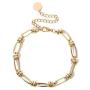 N/Q 14K Gold Silver Plated Chunky Link Choker Necklace Bracelets for Women Girls Jewelry Set Gothic Oval Rectangle Geometric Paperclip Chain Bracelets