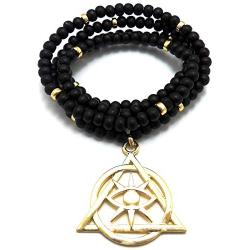 GWOOD Eye Illuminati Gold Color Pendant with 32 Inch Long Bead Necklace