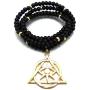 GWOOD Eye Illuminati Gold Color Pendant with 32 Inch Long Bead Necklace