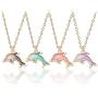 Cute Alloy Dolphin Pendant Necklace Marine Animals Colored Fish Jewelry for Women,Party Favors and Stocking Stuffers for Girl