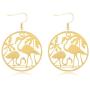 SENFAI Cute Coper Flamingo Bird Dangle Earrings Women Jewelry Beautiful 3 Tone