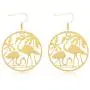 SENFAI Cute Coper Flamingo Bird Dangle Earrings Women Jewelry Beautiful 3 Tone SENFAI Cute Coper Flamingo Bird Dangle Earrings Women Jewelry Beautiful 3 Tone