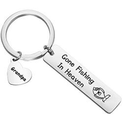 AKTAP Memorial Keychain in Memory of Dad Gone Fishing in Heaven Sympathy Gift for Loss of Loved One