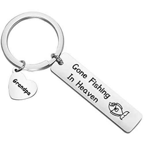 AKTAP Memorial Keychain in Memory of Dad Gone Fishing in Heaven Sympathy Gift for Loss of Loved One