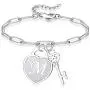 Jewenova Heart Initial Bracelets For Women 26 Letters Engraved Charm Bracelets For Women Stainless Steel Alphabet Bracelet with Cute Key Birthday Valentines Day Jewelry Gift For Girlfriend Jewenova Heart Initial Bracelets For Women 26 Letters Engraved Charm Bracelets For Women Stainless Steel Alphabet Bracelet with Cute Key Birthday Valentines Day Jewelry Gift For Girlfriend