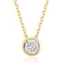 Gelin 14k Yellow Gold Cubic Zirconia Round Solitaire Pendant Chain Necklace for Women, Mothers Day Fine Jewelry Gift, 18 inch