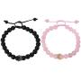 EnjoIt Couple Distance Bracelet Diffuser Beads Crown Queen Bracelets Matte Agate & White Howlite Lava Stone