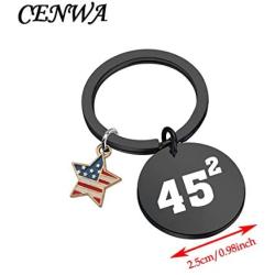 CENWA Pro Trump 45 Squared Trump 2020 Keychain Keep America Great Flag 45 Squared Republican Gift