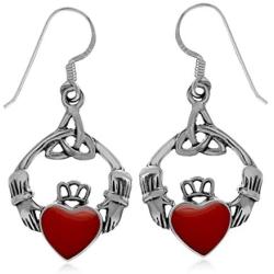 Silvershake Triquetra Celtic Knot Claddagh 925 Sterling Silver Dangle Hook Earrings