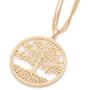 Ouran Long Chain Necklace for Women,Celtic Tree of Life Pendant Necklace Gold and Silver Necklace CZ Crystal