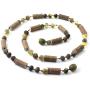 TipTopEco Unpolished Baltic Amber and Hazelwood Necklace for Adults - 17.7 Inches Long - Raw Green Beads