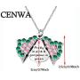 CENWA Pretty in Pink & Gorgeous in Green Zircon Leaf Open Locket Necklace Gift for Sorority Sister