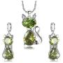 Almusen Little cat Jewelry Set for Women Plating Cubic Zirconia Earrings and Necklace Set Valentines Jewelry Gift Birthday Gift for Mom Women Wife Girls Her