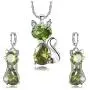 Almusen Little cat Jewelry Set for Women Plating Cubic Zirconia Earrings and Necklace Set Valentines Jewelry Gift Birthday Gift for Mom Women Wife Girls Her