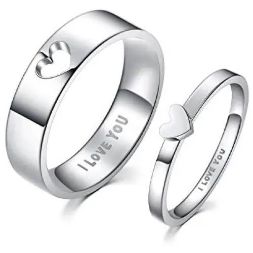 LAVUMO Matching Heart Promise Rings for Couples I Love You Engagement Wedding Ring Band Sets for Him and Her Stainless Steel High Polished Comfort Fit LAVUMO Matching Heart Promise Rings for Couples I Love You Engagement Wedding Ring Band Sets for Him and Her Stainless Steel High Polished Comfort Fit