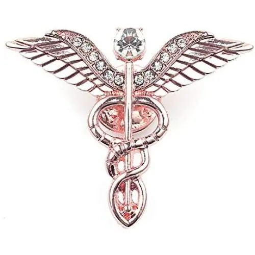 3 Color Crystal Medical Caduceus Brooch Pins Badge Brooches Lapel Pin Medicine Symbol Jewelry Gifts for Nurse Doctor