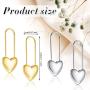 2 Pairs Safety Pin Womens Stainless Steel Cartilage Earrings Heart-Shaped Earrings, Gold And Silver