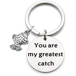 AKTAP Fishing Lure Jewelry Fisherman Gift You are My Greatest Catch Valentiness Day Keychain Gift Boyfriend Husband