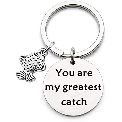 AKTAP Fishing Lure Jewelry Fisherman Gift You are My Greatest Catch Valentiness Day Keychain Gift Boyfriend Husband