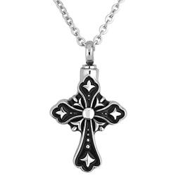 ReisJewelry Religion Cross Jesus Urn Keepsake Necklace for Ashes Memorial Cremation Jewelry