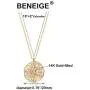 BENEIGE Coin Necklaces for Woman 14K Gold Retro Flower Animal Portrait Relief Charm Medallion Circle Disc Pendant Gold Jewelry