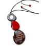 Tagua Nut Necklace Long Tagua Necklace in Red and Gray TAG638, Vegetable Ivory Necklace. Organic Handmade Tagua Nut Jewelry